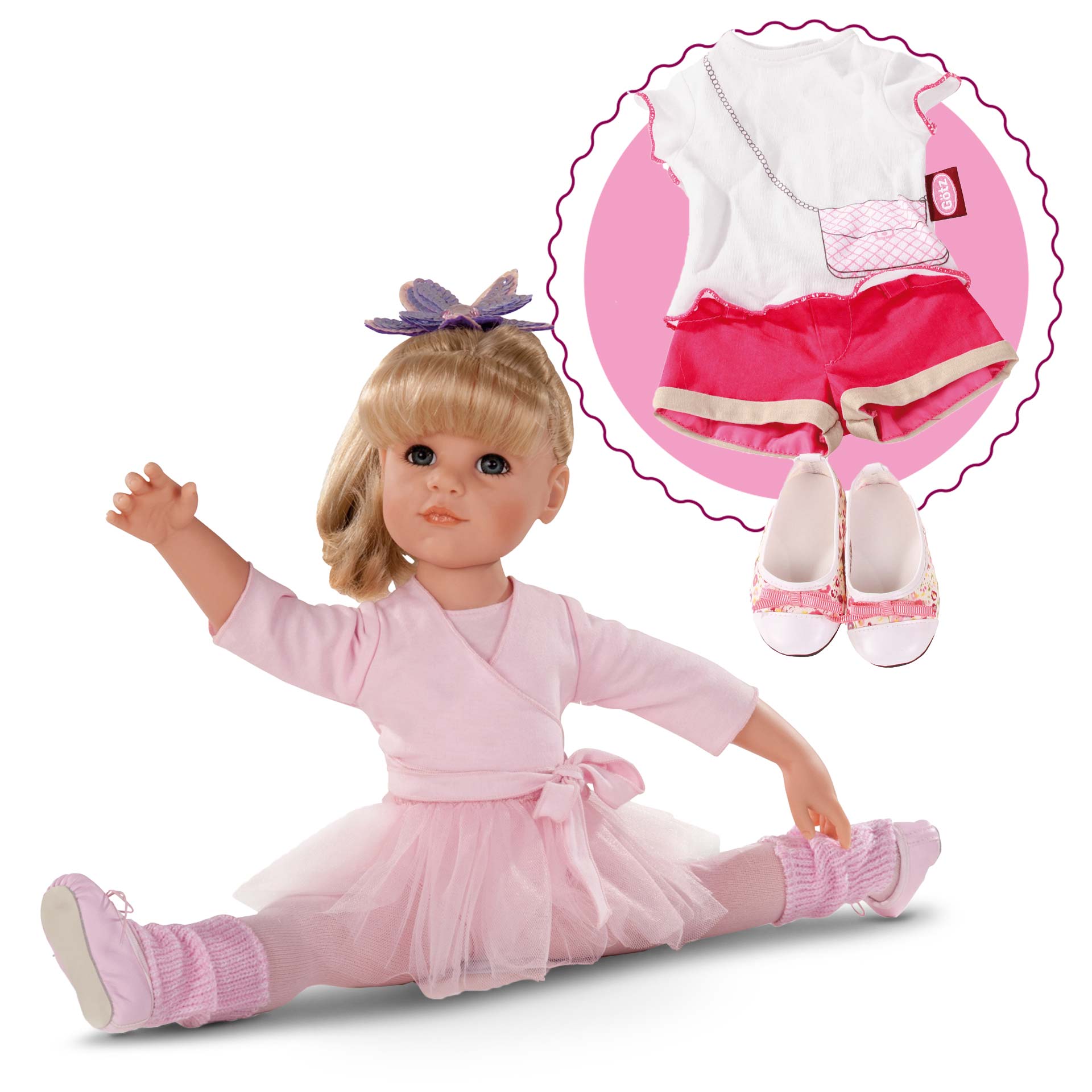 Götz Handcrafted Doll - Girl Hannah at the ballet with Blond Hair