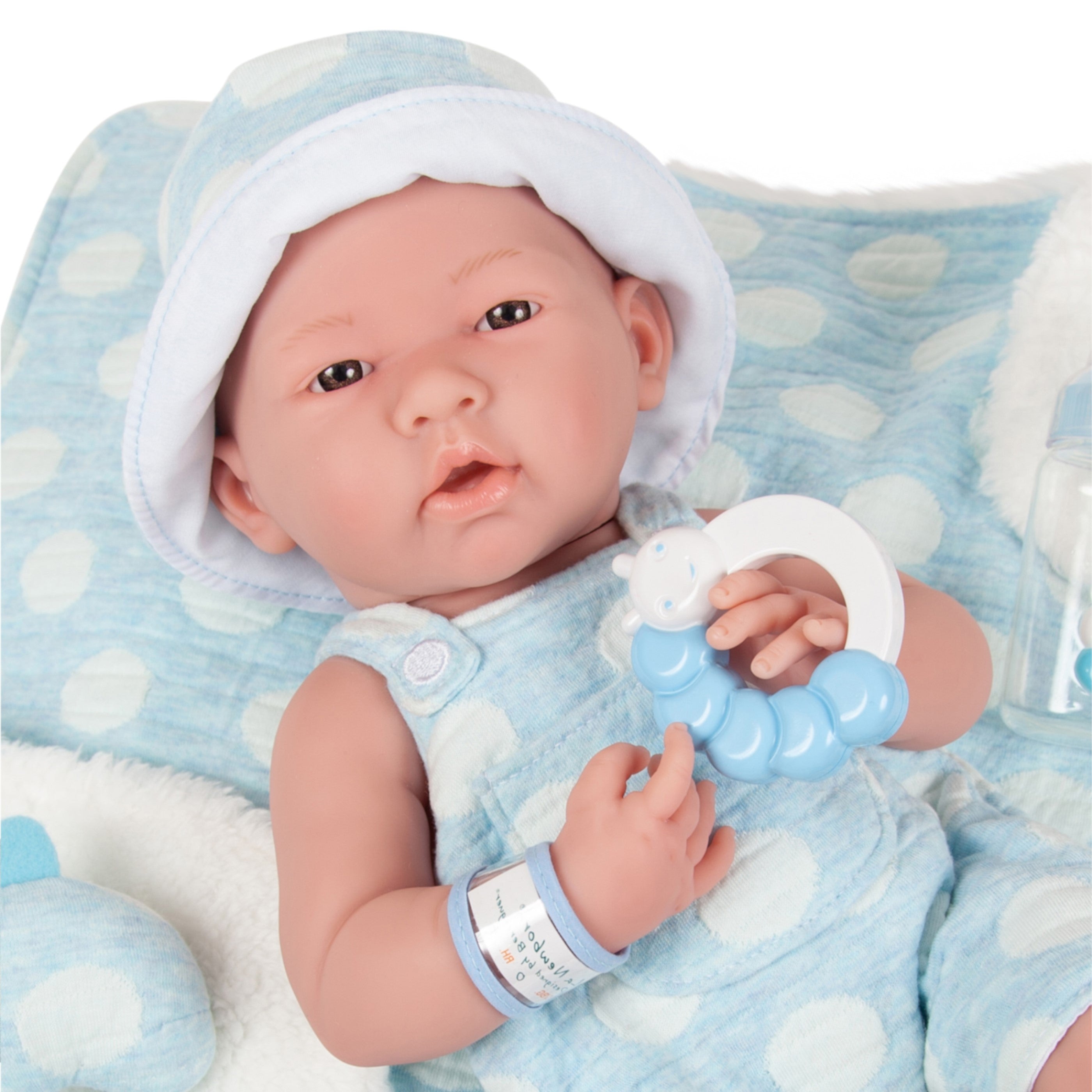 All-Vinyl La Newborn Doll in Blue Onesie/Dinosaur Theme w/ Pet & Accessories - Dolls and Accessories