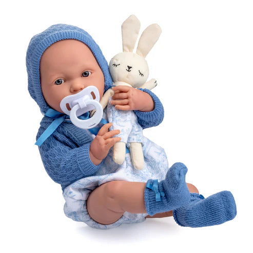 Original Handcrafted in Spain La Newborn ROYAL Collection All-Vinyl Real Boy Baby Doll Blue Gift Set