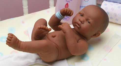 Original Handcrafted in Spain La Newborn Baby Doll African "First Day" Real Girl