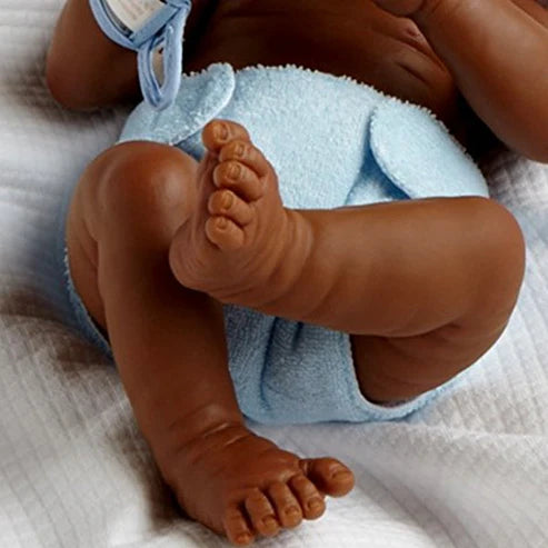 Original Handcrafted in Spain La Newborn Baby Doll African "First Day" Real Boy