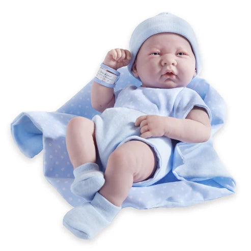 La Newborn Boutique Real Boy Baby Doll Blue Outfit 9 Pcs Set Dolls and Accessories
