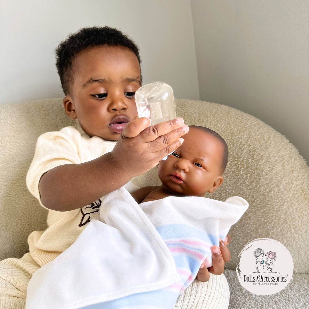 Original Handcrafted in Spain La Newborn Baby Doll African "First Day" Real Boy