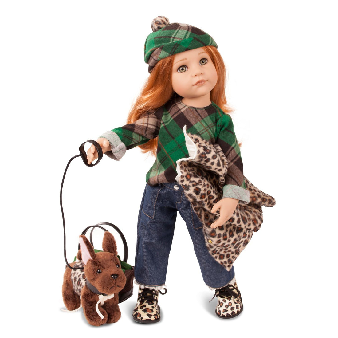 Hannah and her dog (In Leopard print) - Dolls and Accessories