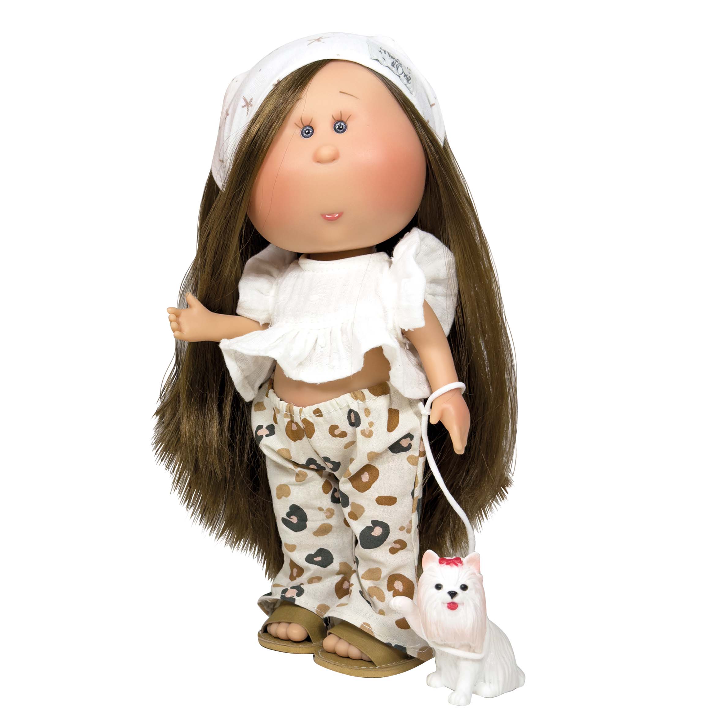 Handcrafted Collectible Mia Sophia Print Doll with Puppy (3404) by Nines D&