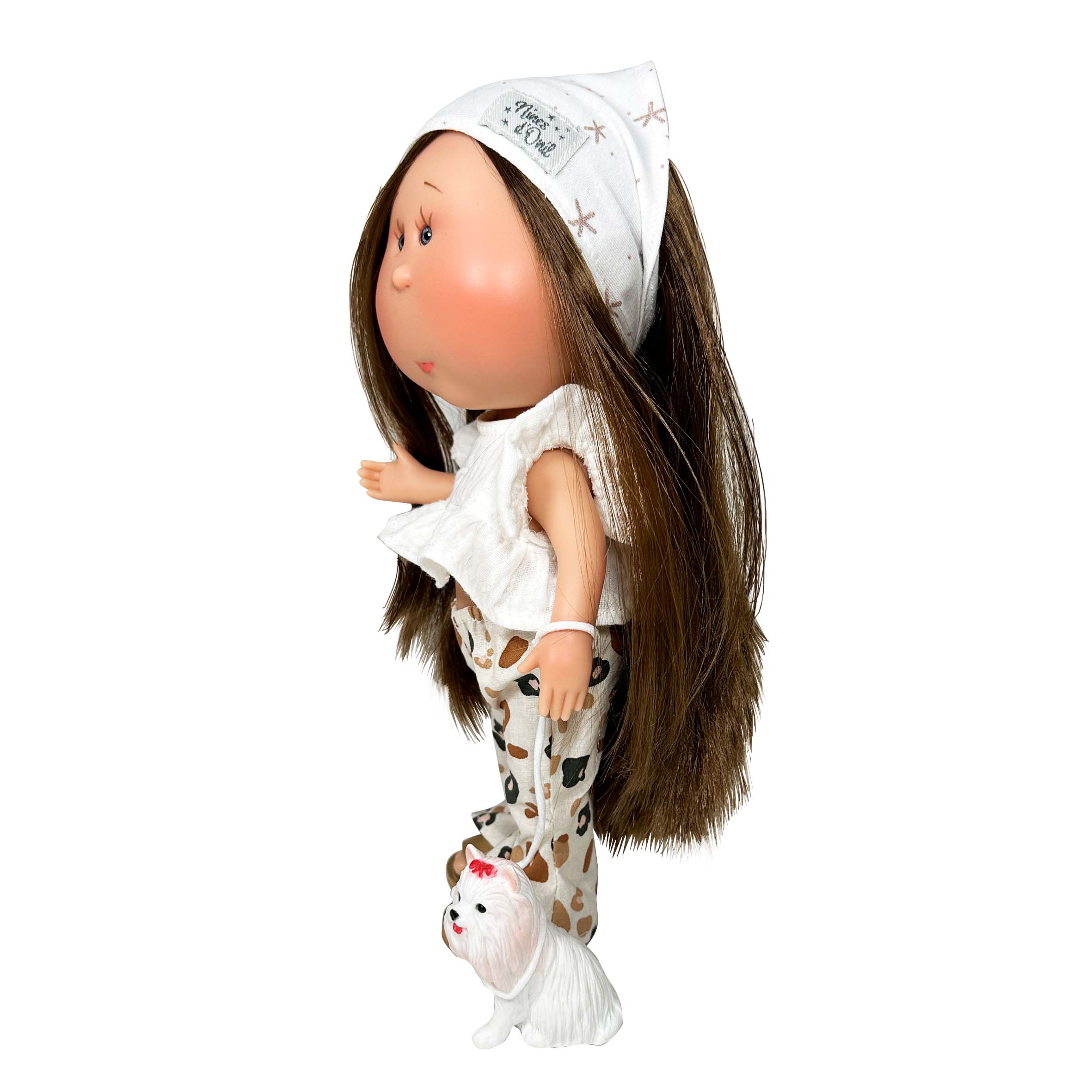 Handcrafted Collectible Mia Sophia Print Doll with Puppy (3404) by Nines D&