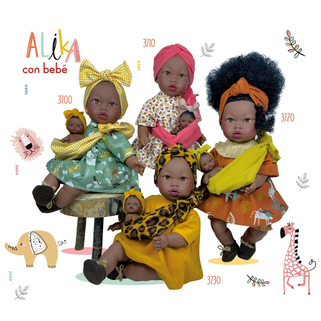 Handcrafted Alika Doll with Baby (3730) by Nines d&