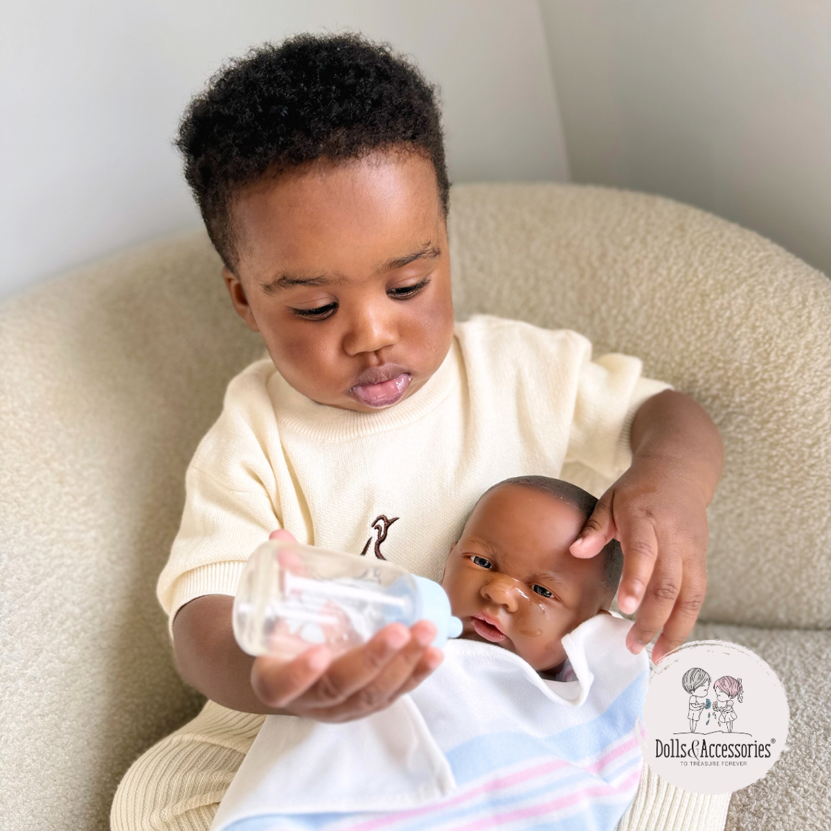 Original Handcrafted in Spain La Newborn Baby Doll African "First Day" Real Boy