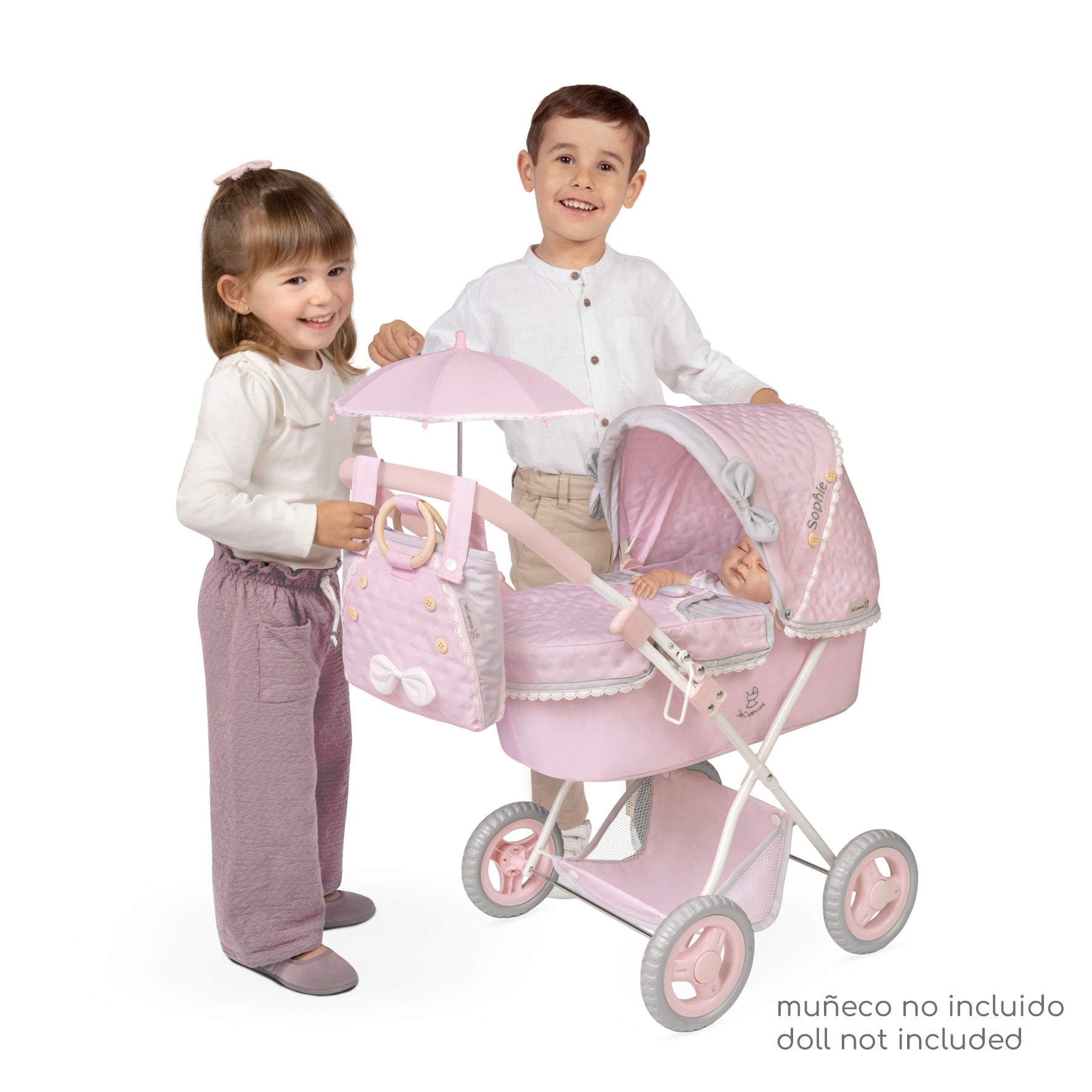 DeCuevas Toys Sophie Foldable Doll Pram with Parasol