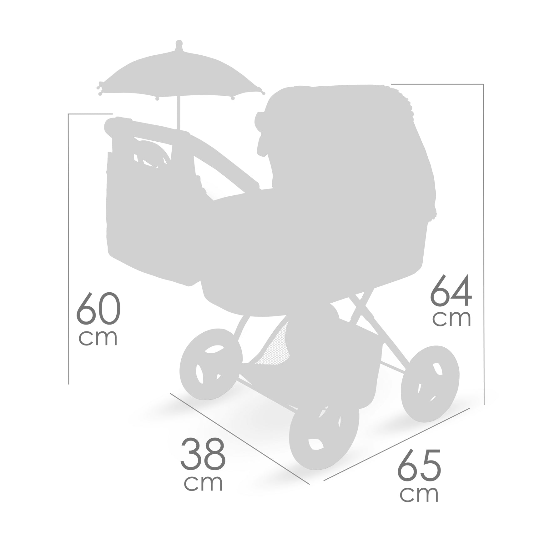 DeCuevas Toys Sophie Foldable Doll Pram with Parasol