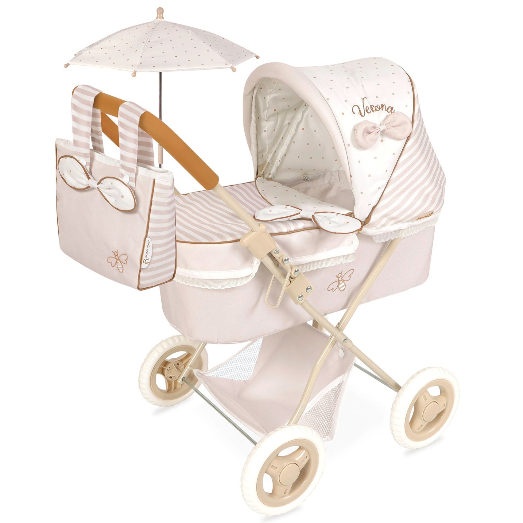 DeCuevas Toys Verona Folding Doll Pram with Parasol