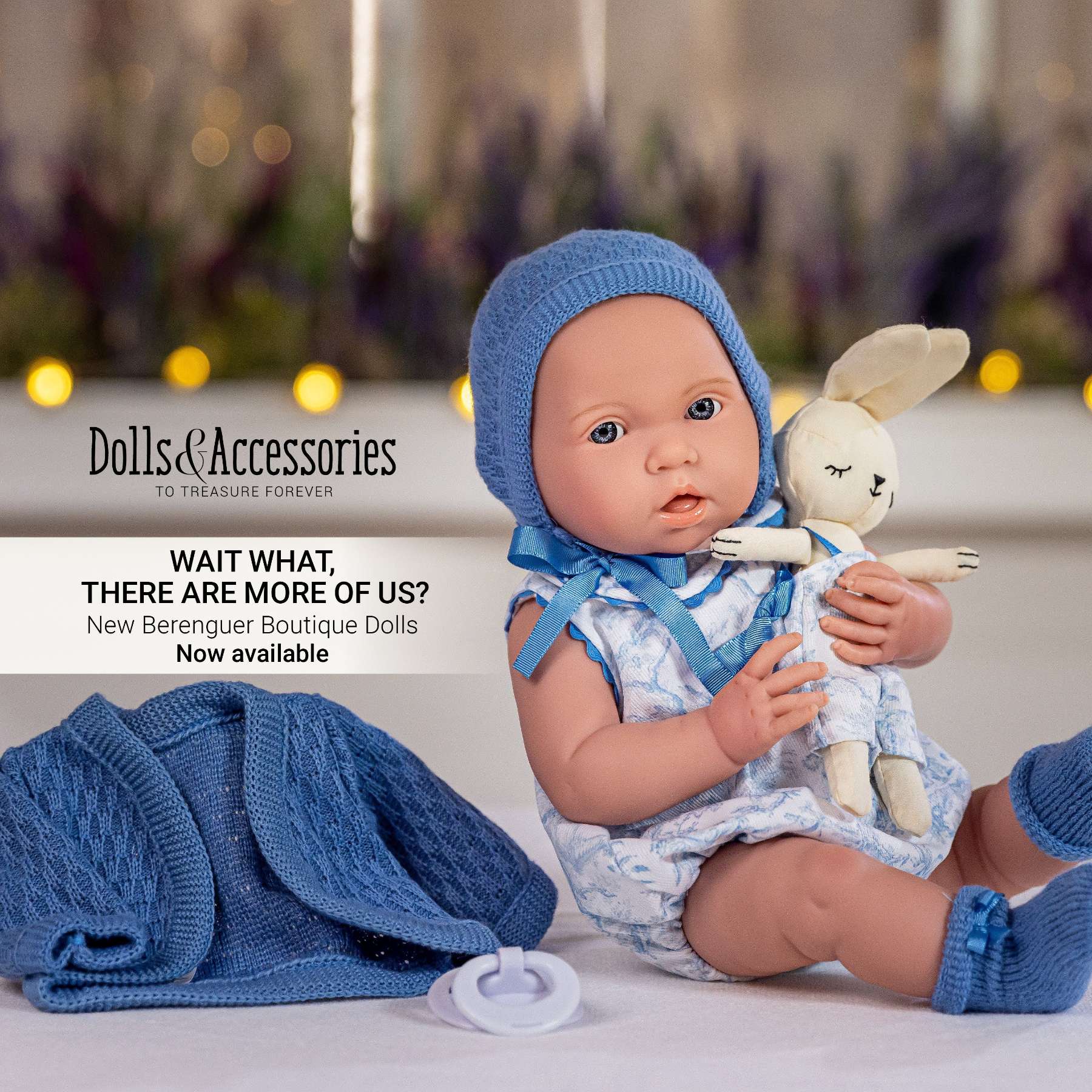 Original Handcrafted in Spain La Newborn ROYAL Collection All-Vinyl Real Boy Baby Doll Blue Gift Set