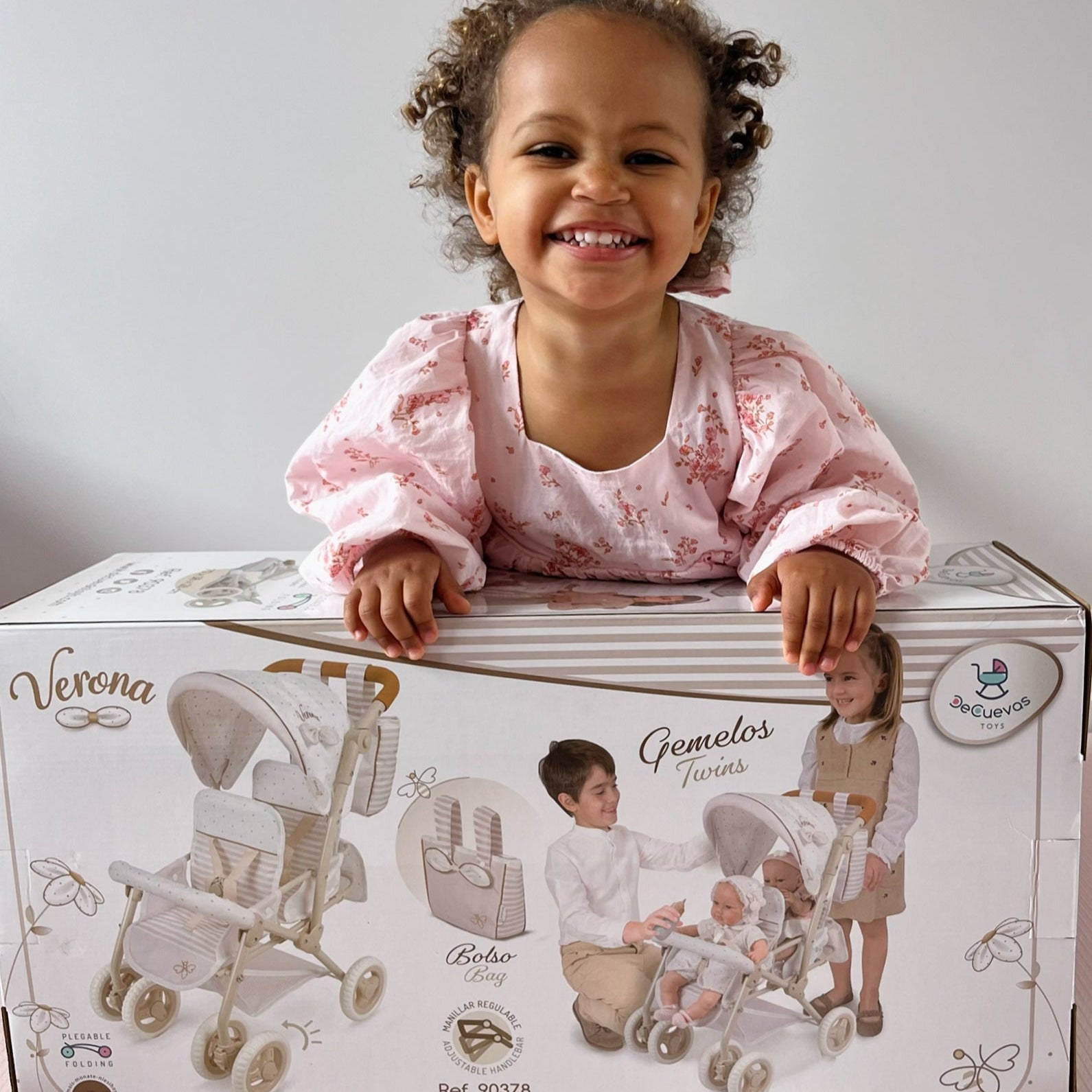 DeCuevas Toys Verona Folding Twin Doll Pram with Bag