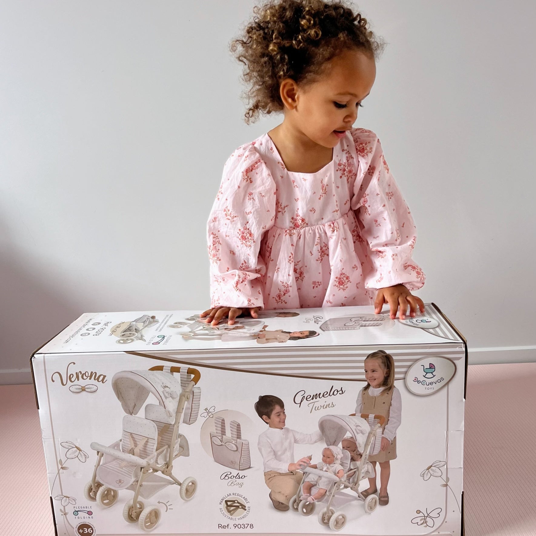 DeCuevas Toys Verona Folding Twin Doll Pram with Bag