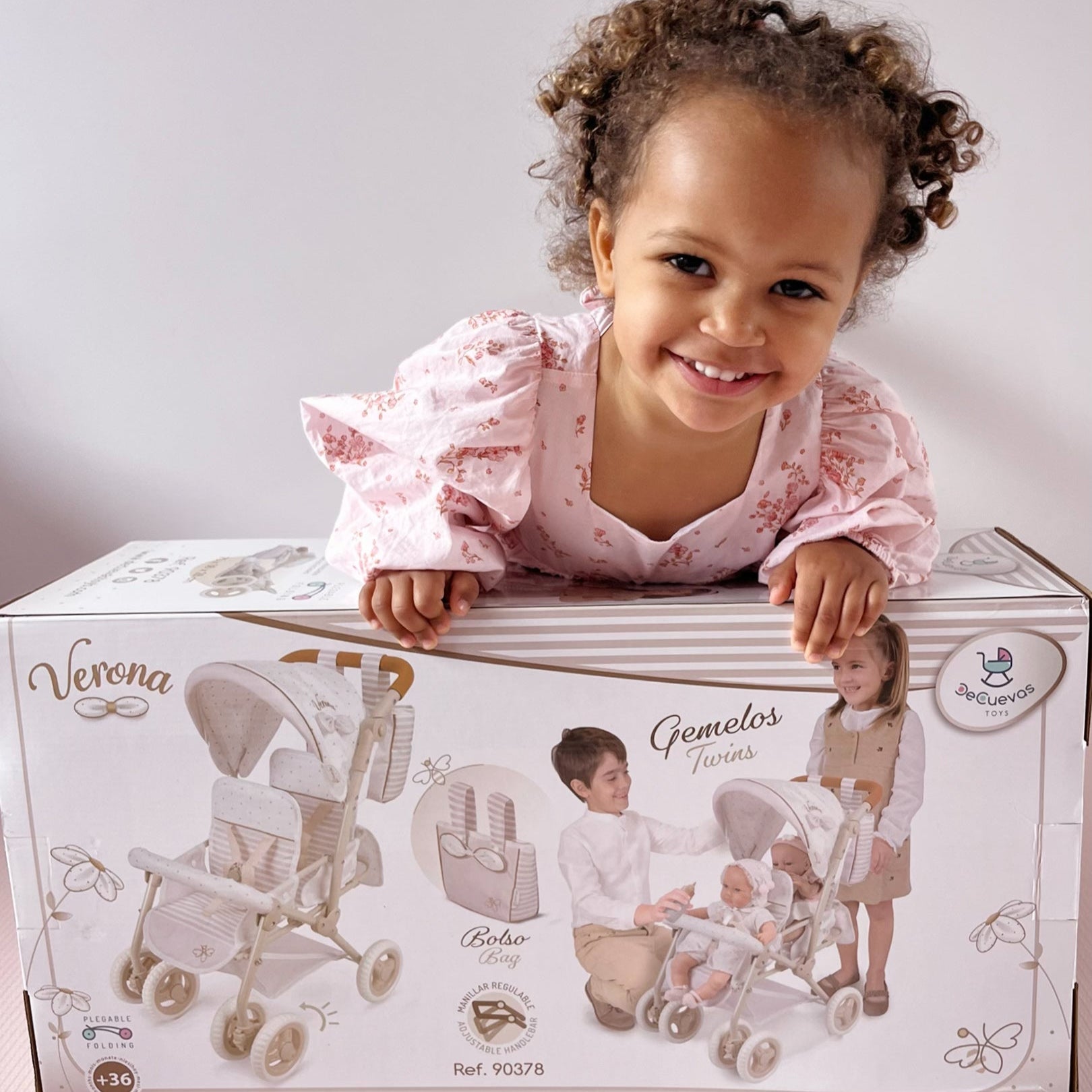 DeCuevas Toys Verona Folding Twin Doll Pram with Bag