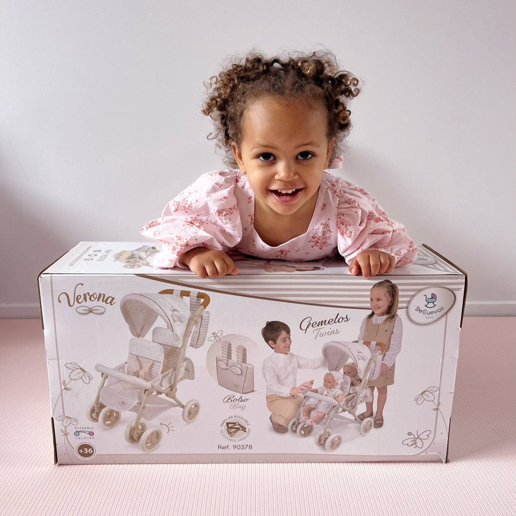 DeCuevas Toys Verona Folding Twin Doll Pram with Bag