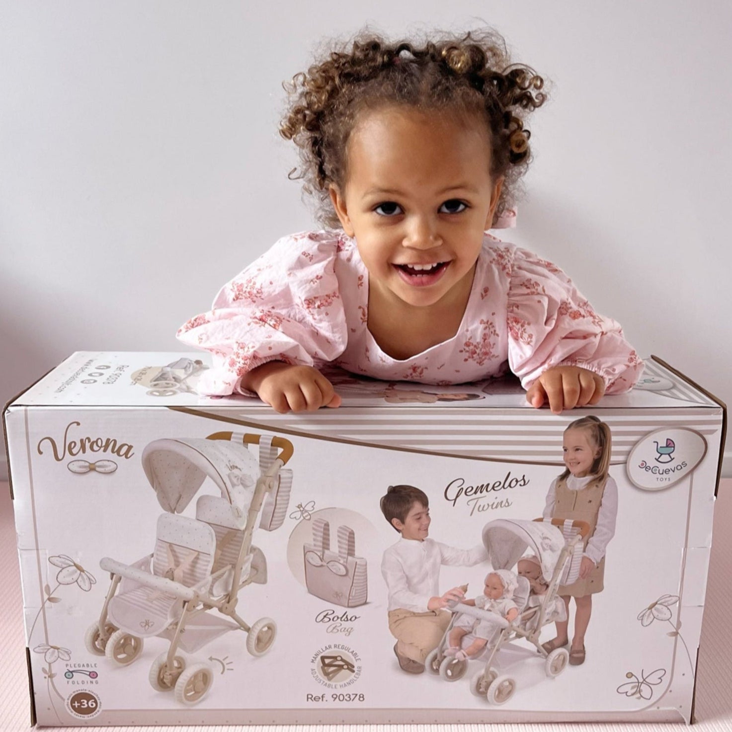 DeCuevas Toys Verona Folding Twin Doll Pram with Bag