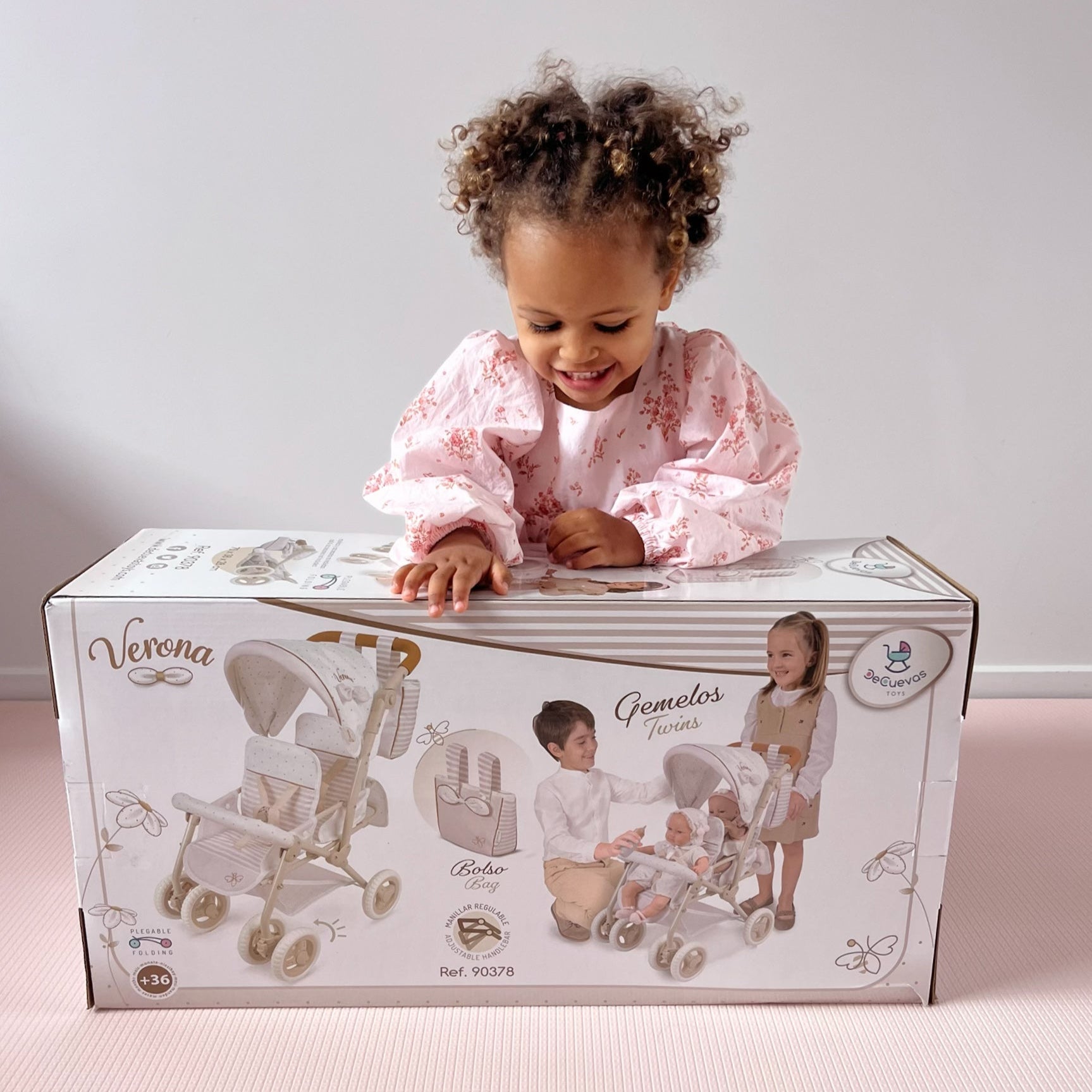 DeCuevas Toys Verona Folding Twin Doll Pram with Bag