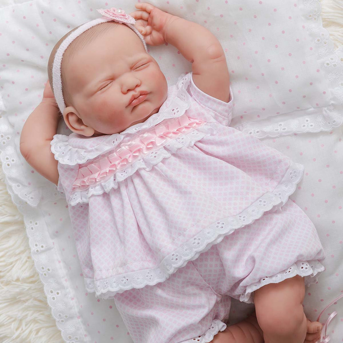 Reborn Doll | Weighted &amp; Hand Painted Soft Body | Leonor Dolls Award in Pink &amp; White