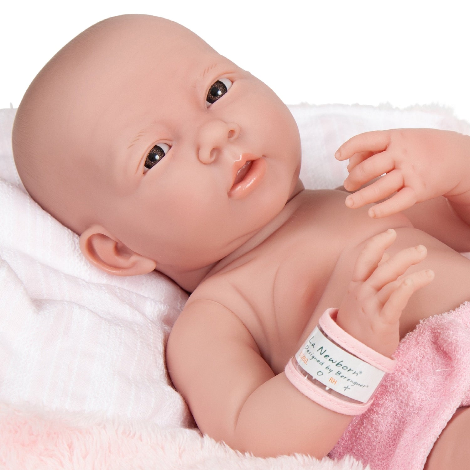 Original Handcrafted in Spain La Newborn Baby Doll in White with Teddy Bear and Accessories