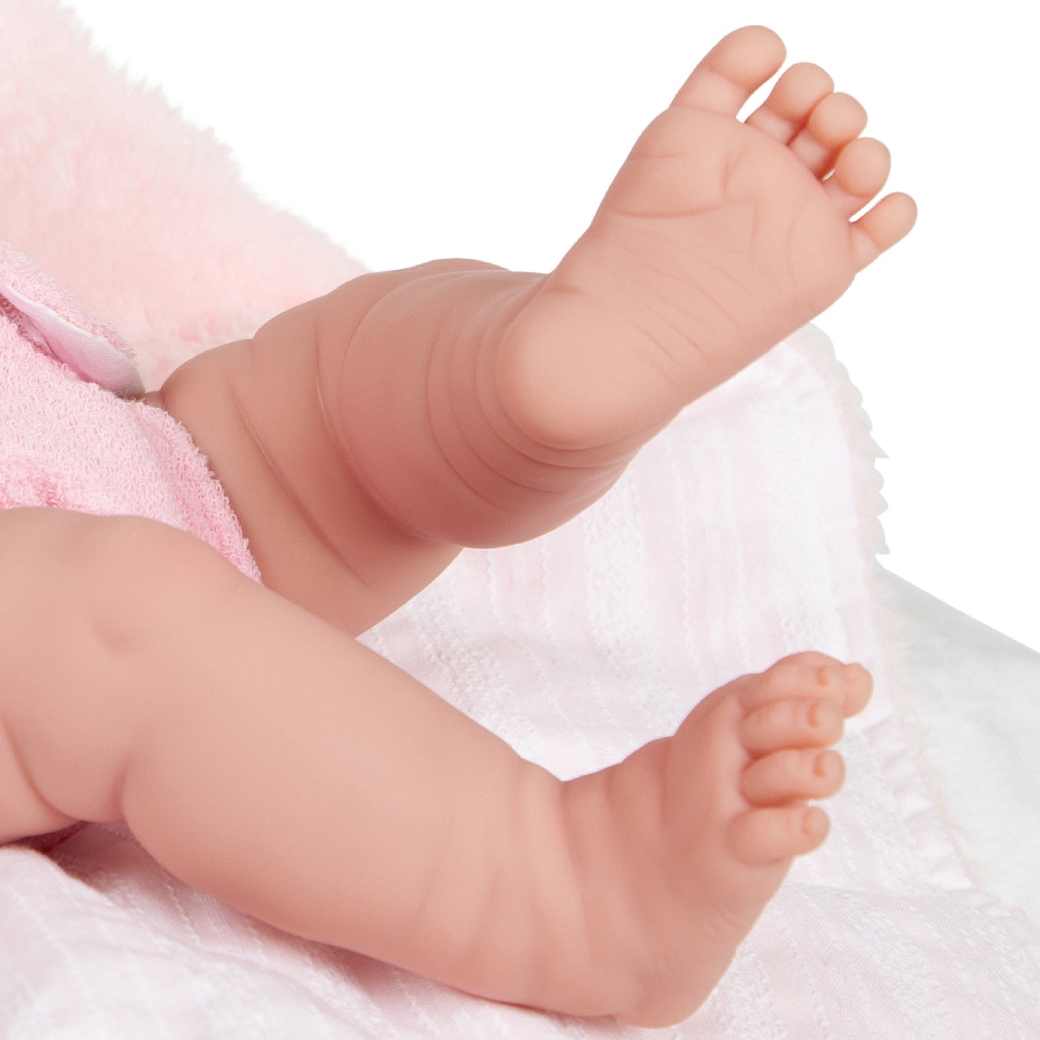 Original Handcrafted in Spain La Newborn Baby Doll in White with Teddy Bear and Accessories