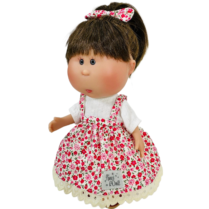 Handcrafted Collectible Little Mia Brunette Flower Doll (3160) by Nines D&