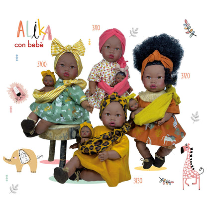 Handcrafted Alika Doll with Baby (3700) by Nines d&