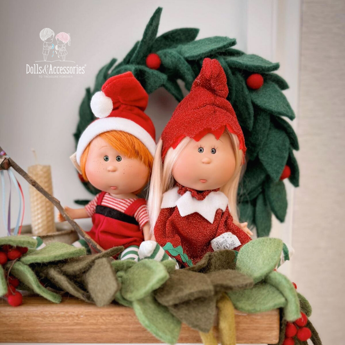 Handcrafted Collectible Little Mia Christmas Elf Doll (3184_3) by Nines D&