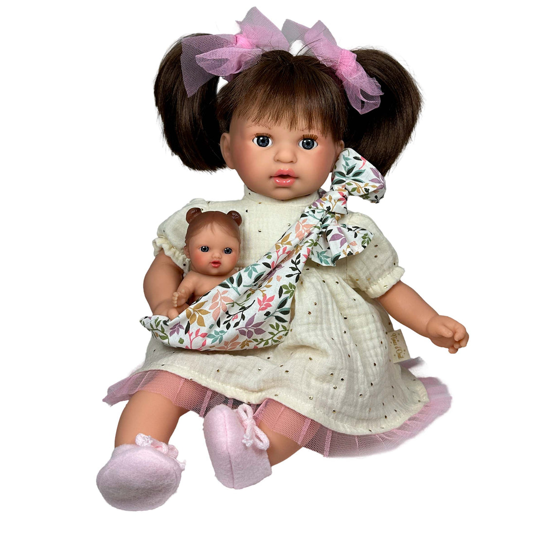 Handcrafted Baby Doll Brunette Alex with Baby by Nines d&