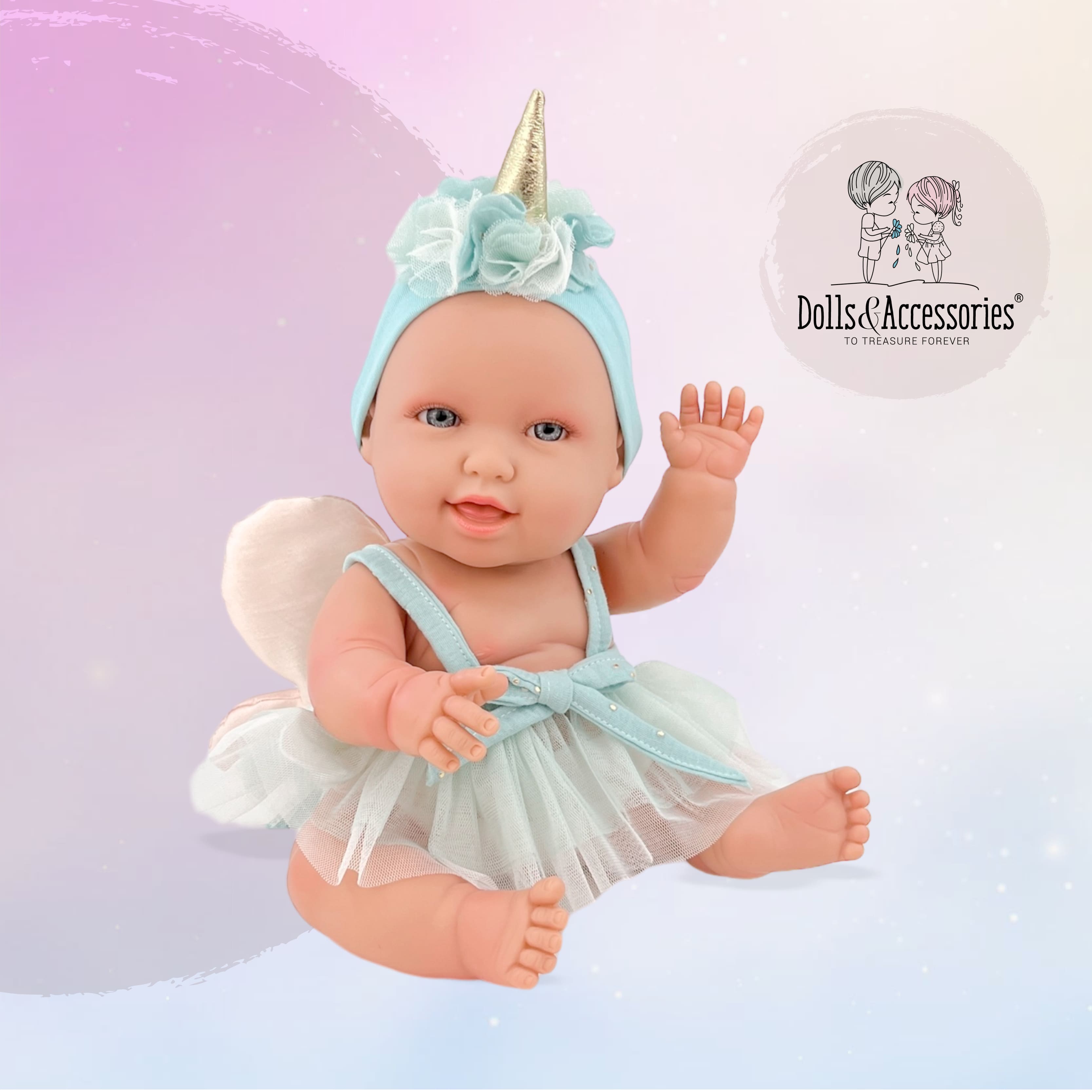 Andrea Baby Doll Unicorn Blue