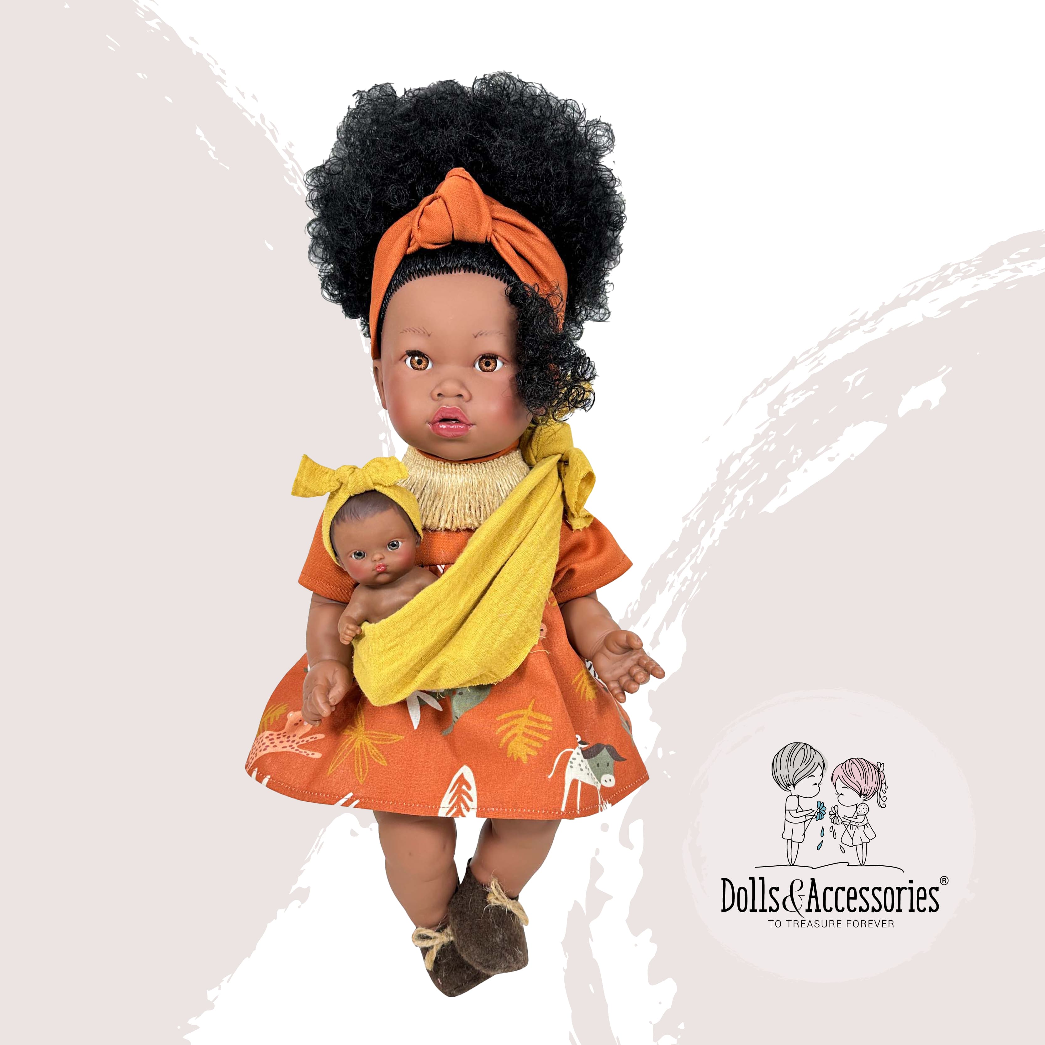 Handcrafted Alika Doll with Baby (3720) by Nines d&