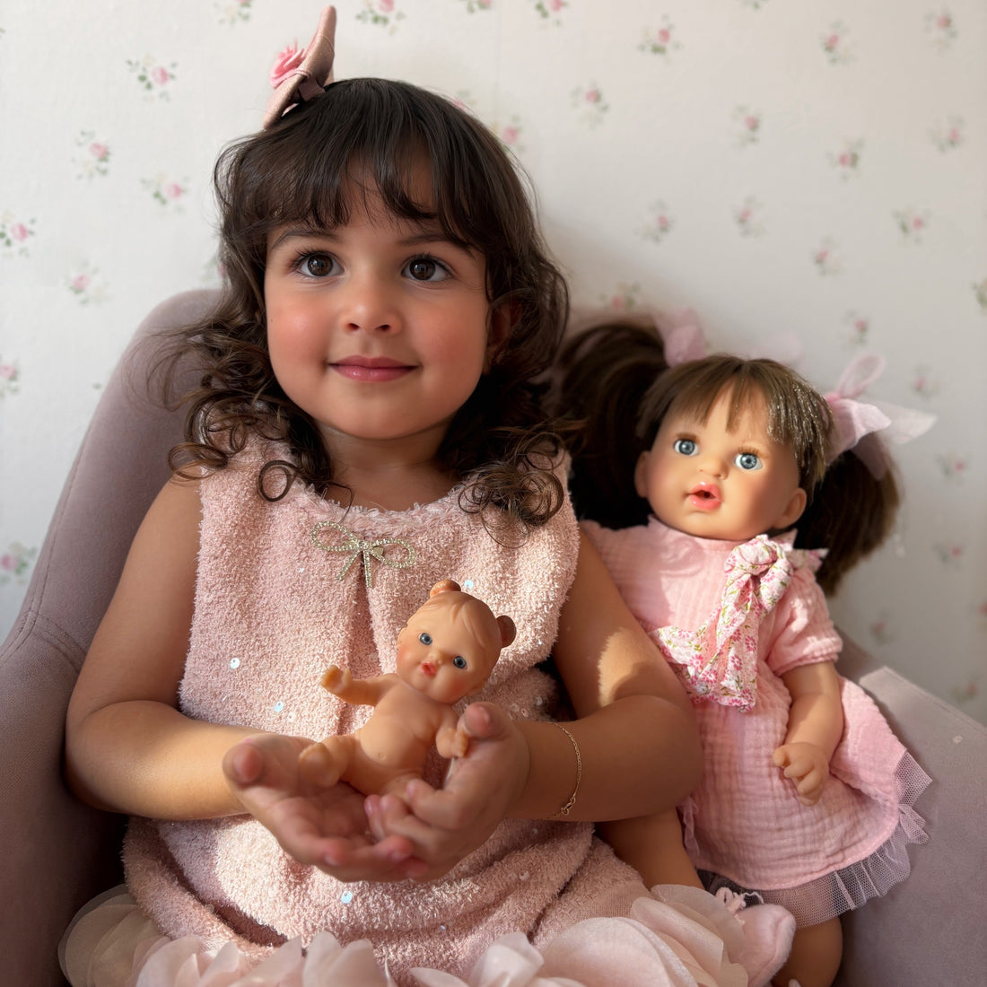 Handcrafted Baby Doll Brunette Alex with Baby by Nines d&