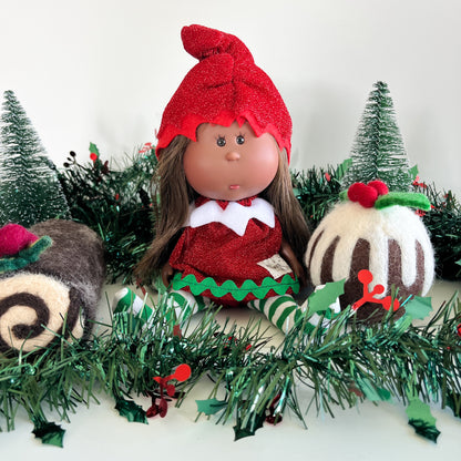 Handcrafted Collectible Little Mia Christmas Chocolate Pudding Doll by Nines D&