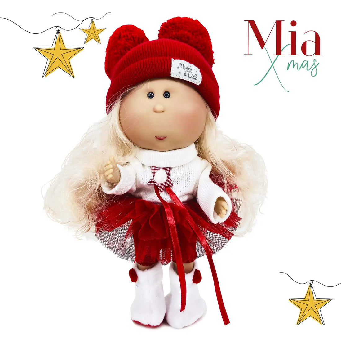 Handcrafted Collectible Mia Christmas (Salmon) Doll by Nines D&