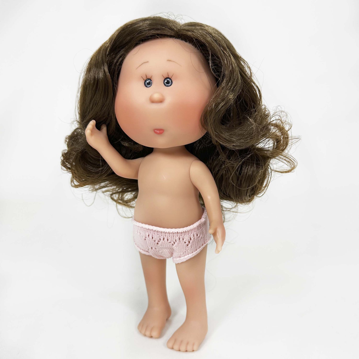 Handcrafted Little Mia Doll to dress brunette (3199_04) by Nines D&
