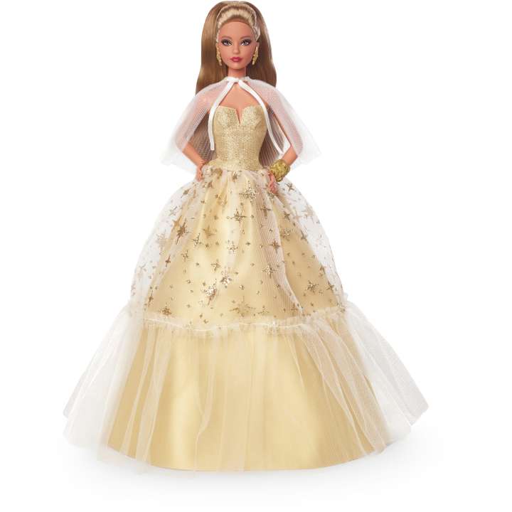 Holiday 2023 Barbie Doll, Seasonal Collector Gift, Golden Gown And Light Brown Hair