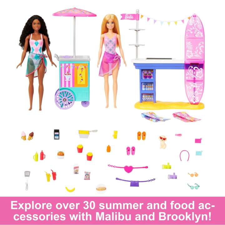 Barbie Beach Boardwalk Playset - Dolls and Accessories
